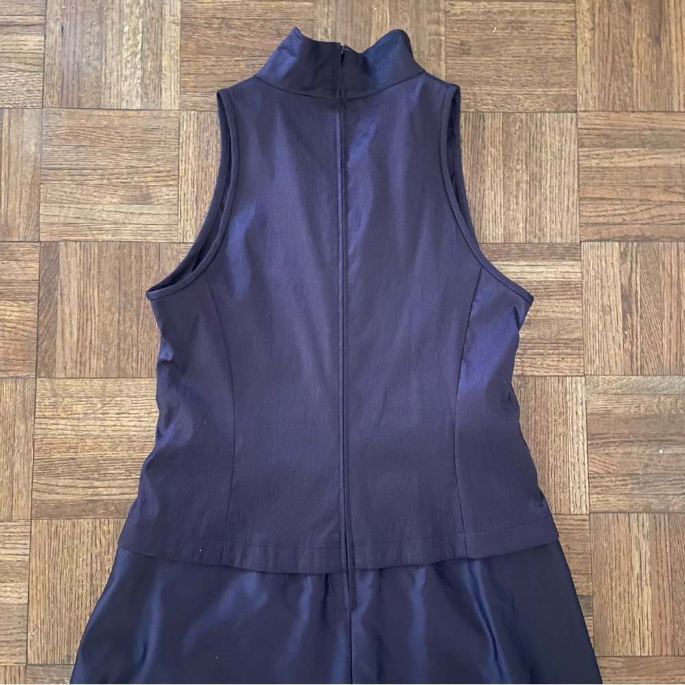 Tadashi Shoji Vintage Deep Plum Satin Evening Gown | US Size 14 | Ruched Bodice - Picture 5 of 6